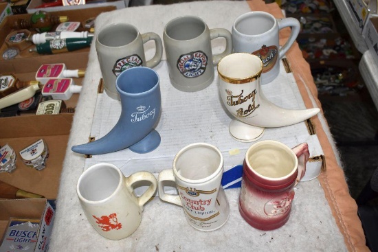 Assorted Beer Mugs, Budweiser, Special Export, Stroh's