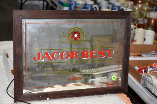 Jacob Best premium Light Beer Sign Lights Up