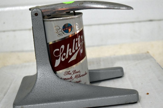 Schlitz Metal Beer Can Opener with Schlitz Beer Can