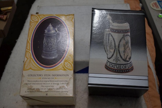Ellis Island Stein With Box, Falstaff 1971 Collector Stein