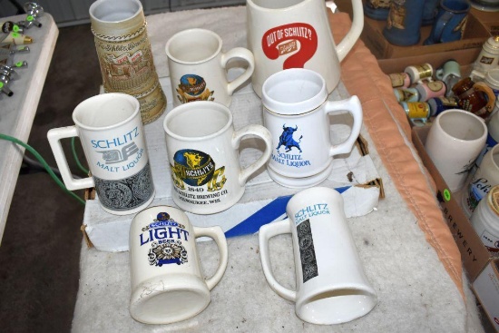 Schlitz Light, Schlitz Steins, Mugs and McCoy # 9101 Schlitz Mug (8 Total)