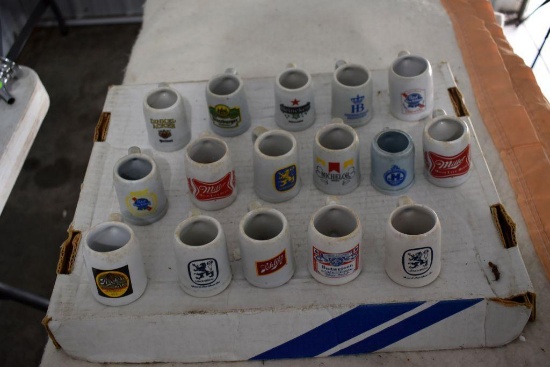 Assortment Of Mini Steins, Miller,Michelobm Schlitz, Budweiser, Pabst, (16) Total
