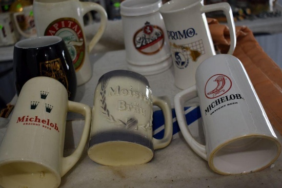 Assortment Of Steins, Michelob, Stroh's,(7) Total