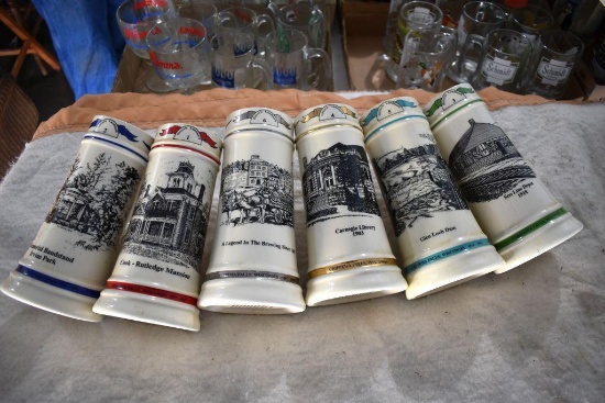 Jacob Leinenkugel's, Numbers 263, 286, 102, 459, 756, 282 Commemorative Steins