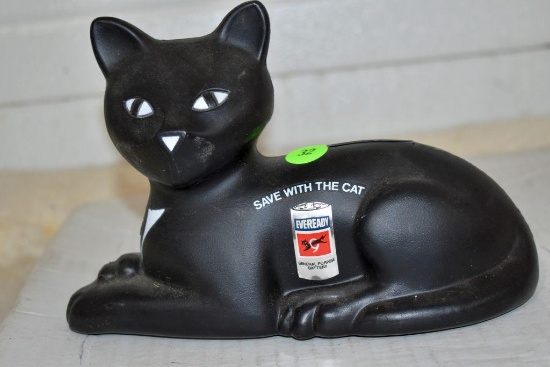 Eveready Battery "Save With The Cat" Plastic Advertising Coin Bank