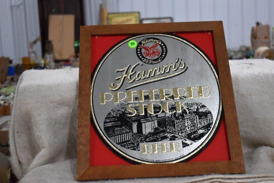 Wooden Frame With Hamm's Glass Sign