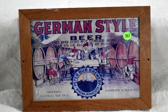 Peter Bub Brewery, Winona MN Advertising In Frame