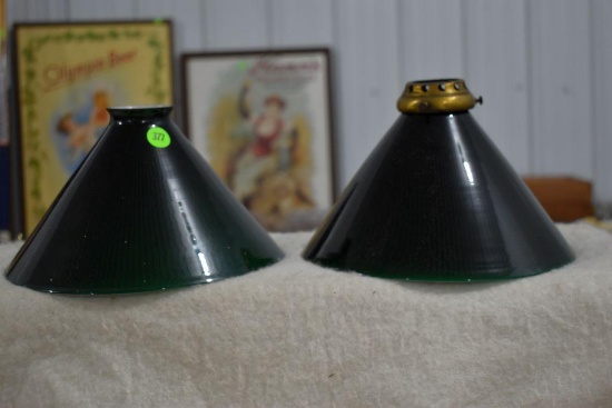 (2) Green Glass Lamp Shades