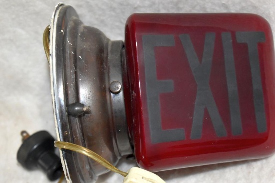 Wall Mounted Glass Exit Sign, (Works)