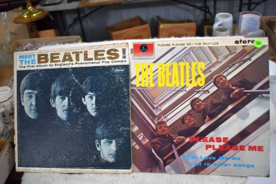 (2) The Beetles Albums, "A Hards Day's Night" record in a "Please Please Me" album cover and