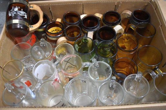 Assortment Of Glass Beer Mugs And Cups, 20+ Total