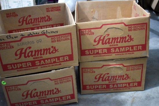 (4) Cardboard Hamm's Beer Supper Sampler Boxes