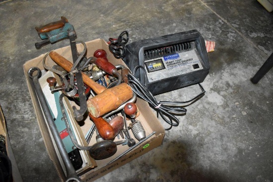 10 Amp Battery Charger And Assorted Tools