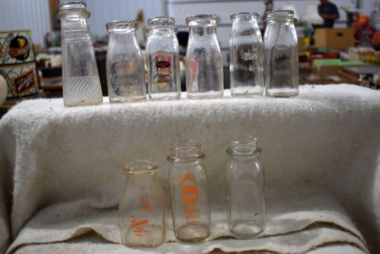 Assortment Of Marigold, Rochester Dairy and Tuscan Milk Bottles
