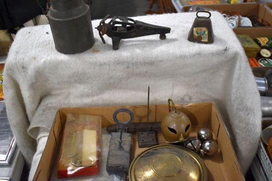 Bells, Letter Holder, Dupoint Ash Tray, Cast Iron Air Plane