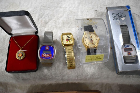 Mickey Mouse Watches, Miller Light Watch, Schmidt Beer Necklace
