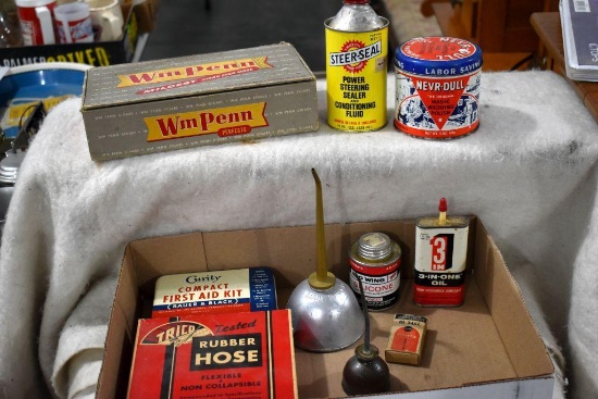 Cigar Box, Oil Cans, Automotive Tins