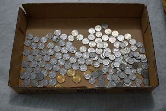 $33.65 of Loose State Quarters, Sacagawea Dollar coins,1970's -1980's Jefferson Nickels