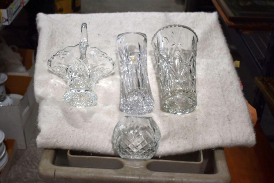 Lead Crystal Vase ,Lead Crystal Rose Bowl and Lead Crystal Basket