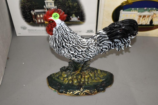 Reproduction Cast Iron Rooster Door Stop 11'' Long