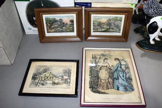 Currier Knifes, Pictures And Frames, Victorian Style Lady In Frame