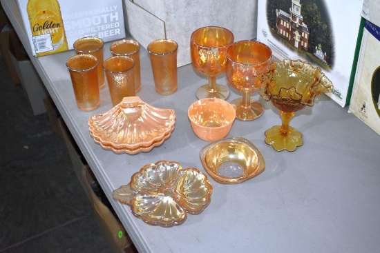 Assorted Carnival And Peach luster Vases