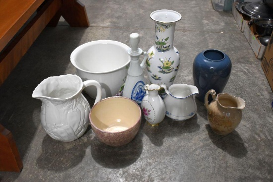 (2) Boxes Of Vases, Pictures, Garden Jardeniers