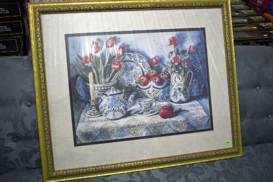 Smthng brrwd-smthmg Blue Joey Evans Print, Framed And Matted, 36''x22''