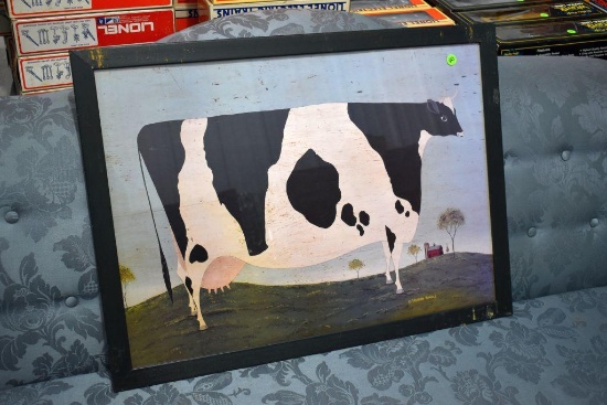 Vermont Cow Signed By Warren Kimble, Framed, 30''x22''