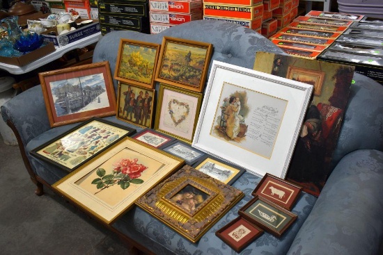 Assortment of Pictures And Frames, Westerns, Cutout Paper Dolls, Pencil Art