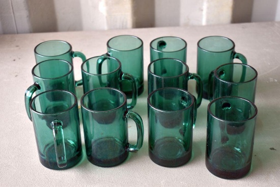 (12) Green Teal Coffee Mugs