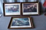 (3) Historical Pictures, Battle At Bunker Hill, Washington Crossing The Delaware, Declaration Of