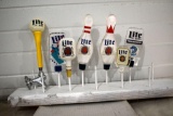 (7) Miller Lite Beer Tap Handle Markers, one with spout