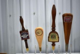 (4) Schaefer Cream Ale, Stroh, Rheingold, Birch Tap Handle Markers