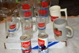 Assortment of Schmidt Beer Cans, Mugs, Glasses