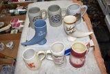 Assorted Beer Mugs, Budweiser, Special Export, Stroh's