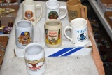 Assorted Beer Mugs including Olympia, Primo, Moosehead