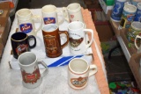 Assorted Beer Mugs including Stroh's, Pearl, Stevens Point