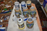 7 Old Style Beer Steins and One G. Heileman Beer Stein