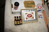 Assortment Of Fleck's Beer Items, Salt And Pepper Shakers, Ash Tray, Shaker