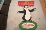 Cardboard Double Sided Hamm's Beer Bear Advertising