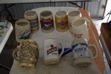 Assortment Of Budweiser, Shell, Busch, Wiedemans, Leinenkugel's, Steins (9) Total