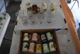 Assortment Of Mini Covered Steins, Glass Stein, Gobl, Miller Highlife, Foxhead, Blatz, (21) Pieces