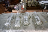 Schmidt Wildlife Series Pitcher And (8) Glass Mugs