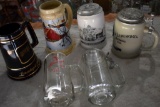(6) Leinenkugel's Beer Lidded Steins And Glass Mugs