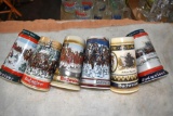 (6) Budweiser Steins, 1987, 1989, 1987, 1990, 1986, 1991