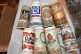 (8) Assortment Of Steins, Blatz, Stroh's, Pabst