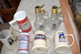 Assortment Of Budweiser, Bud Light, Bud Dry, Spudds Mackenzie Mug, Plastic Cup, Glass Server