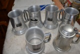 (5) Hamm's (1) English Pewter Metal Mugs