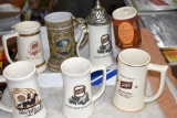 (7) Schlitz Steins, Including Commemorative Chicago Fire Of 1871